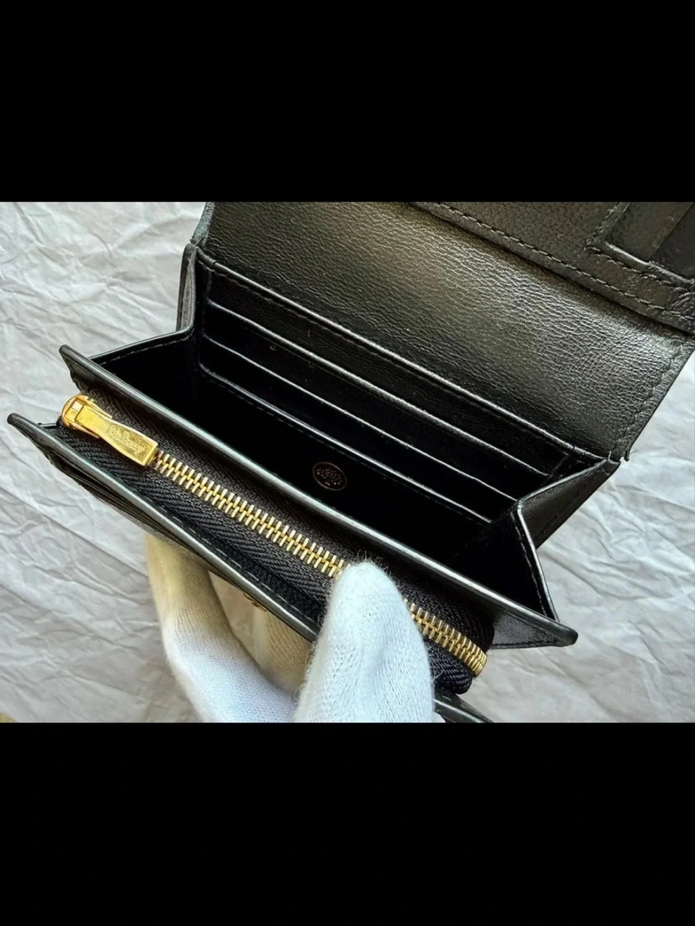 Mulberry Black Pebbled Leather Fold Wallet